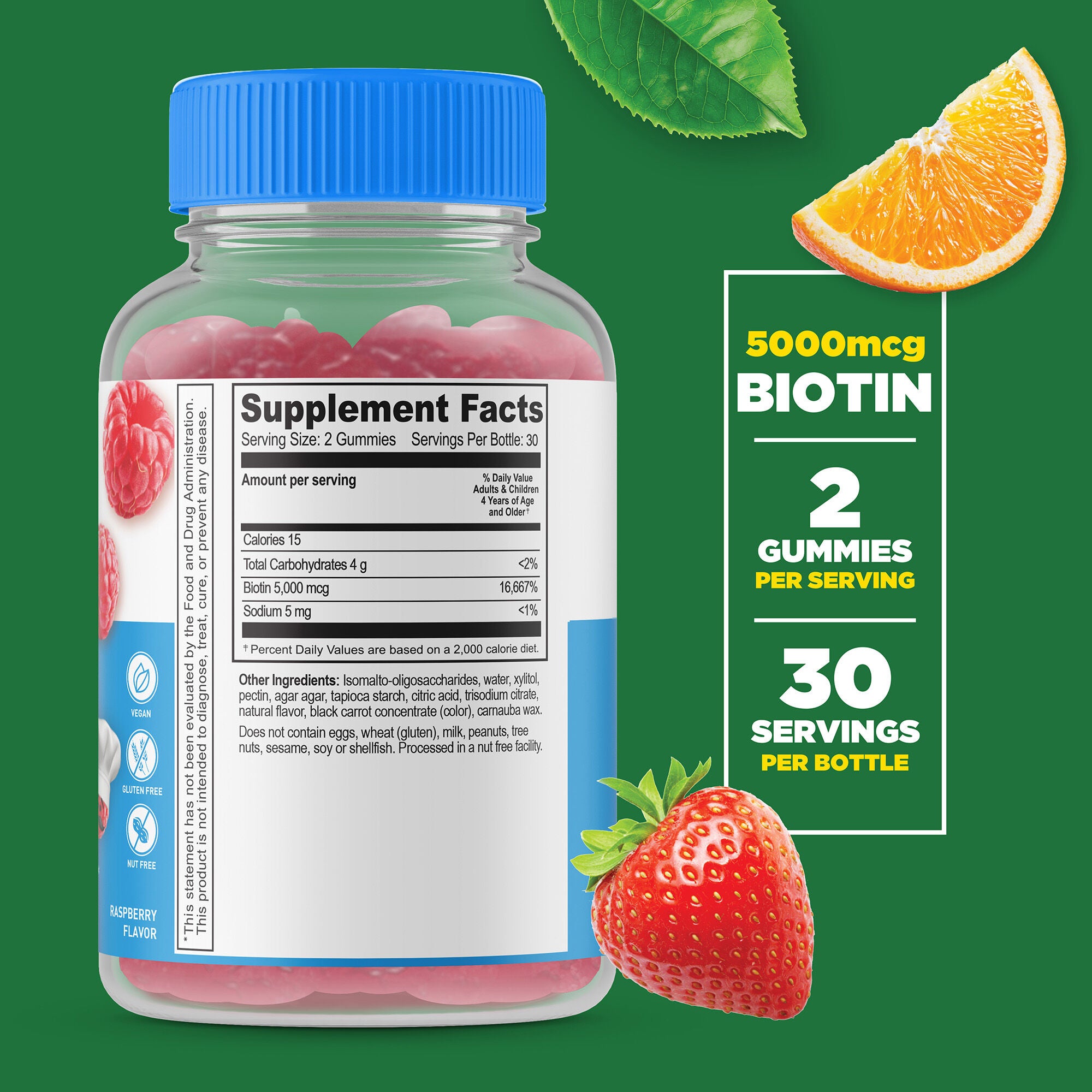 Kids Sugar Free Biotin 5000mcg - 60 Gummies (30 Servings)  | GNC