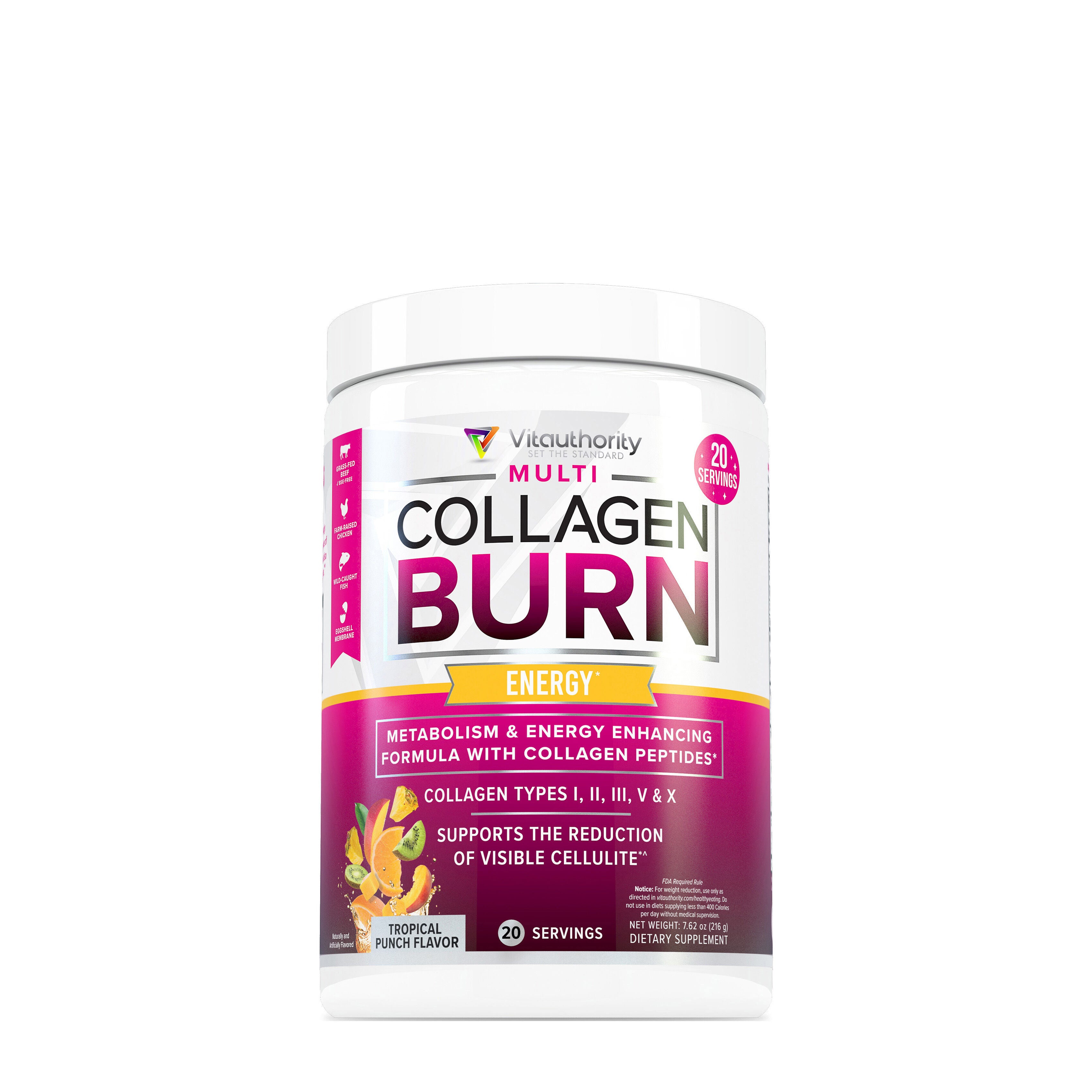 Multi Collagen Burn: Energy - Tropical Punch -  7.62oz (20 Servings)  | GNC