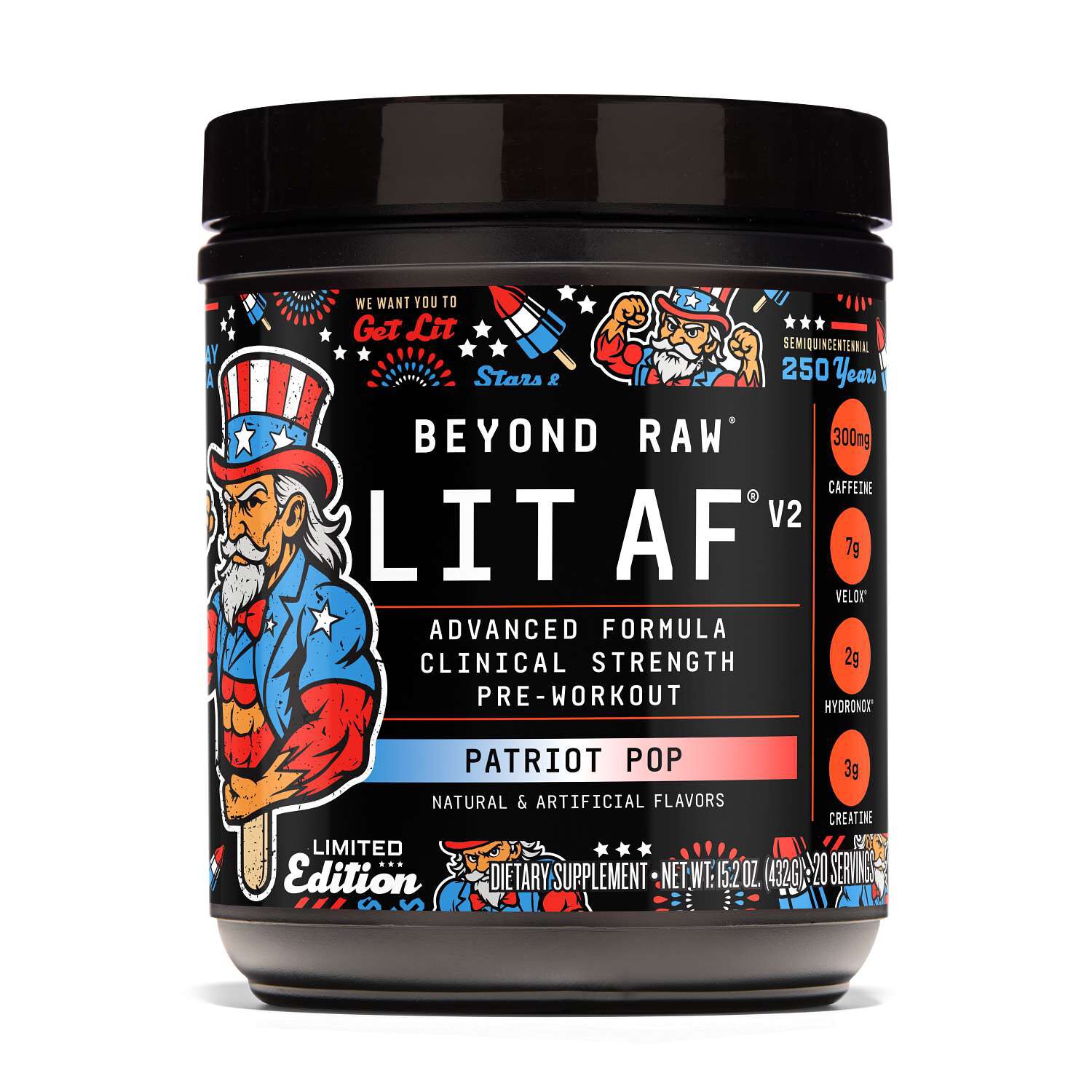 LIT AF&reg; V2 Pre-Workout - Patriot Pop (20 Servings) Patriot Pop | GNC