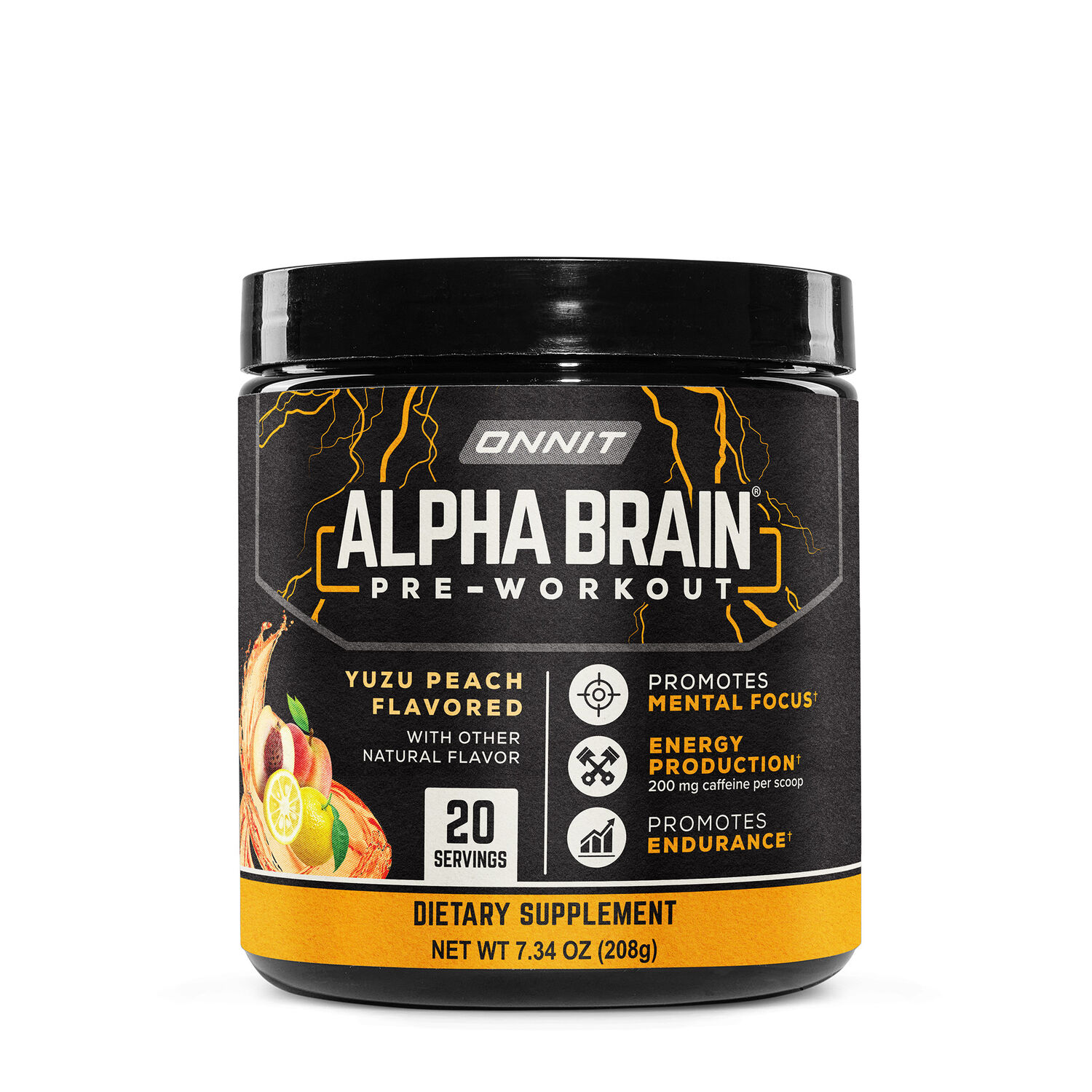 Onnit Alpha Brain Pre-Workout Yuzu Peach Dietary Supplement