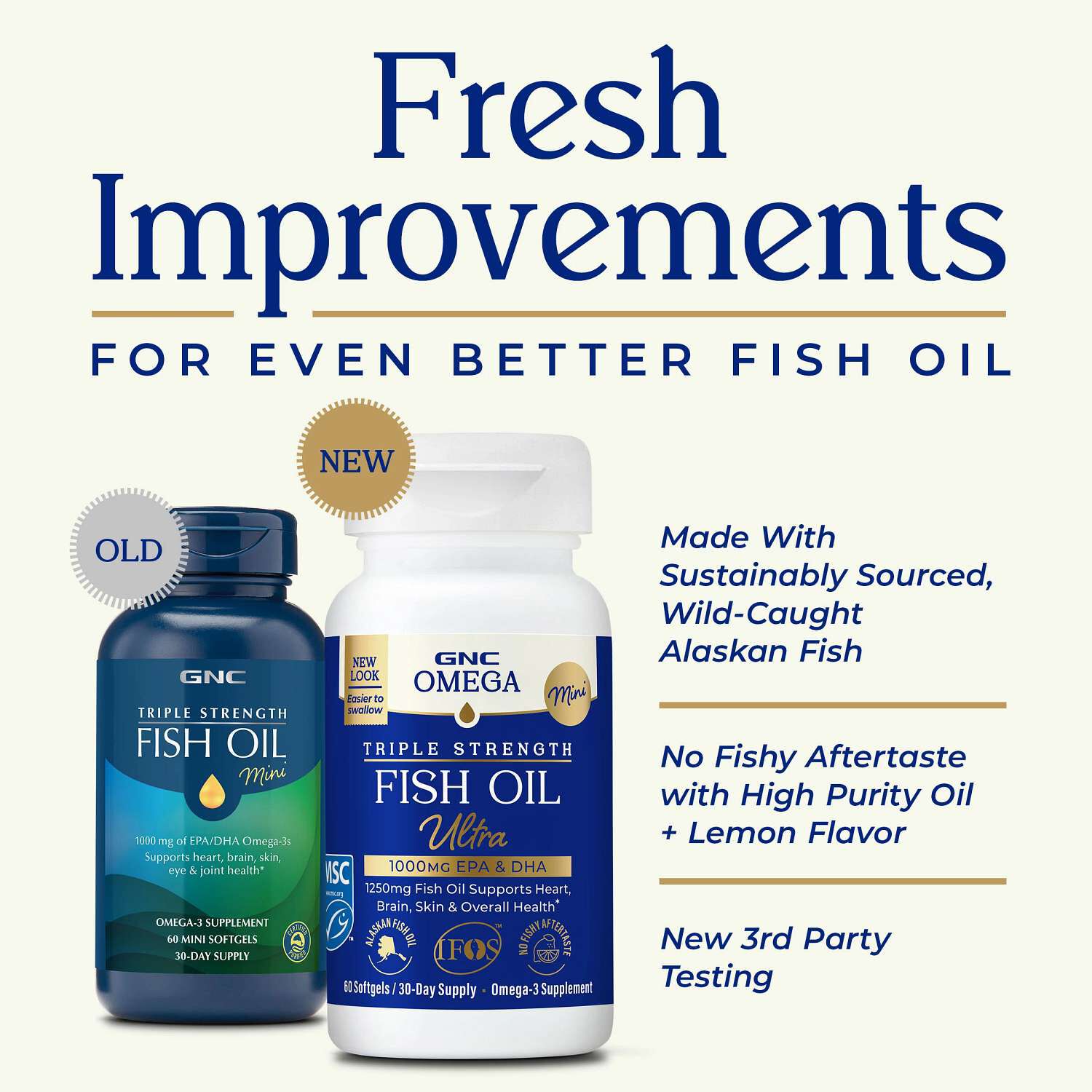 Triple Strength Fish Oil Ultra 1000mg - 60 Softgels (60 Servings)