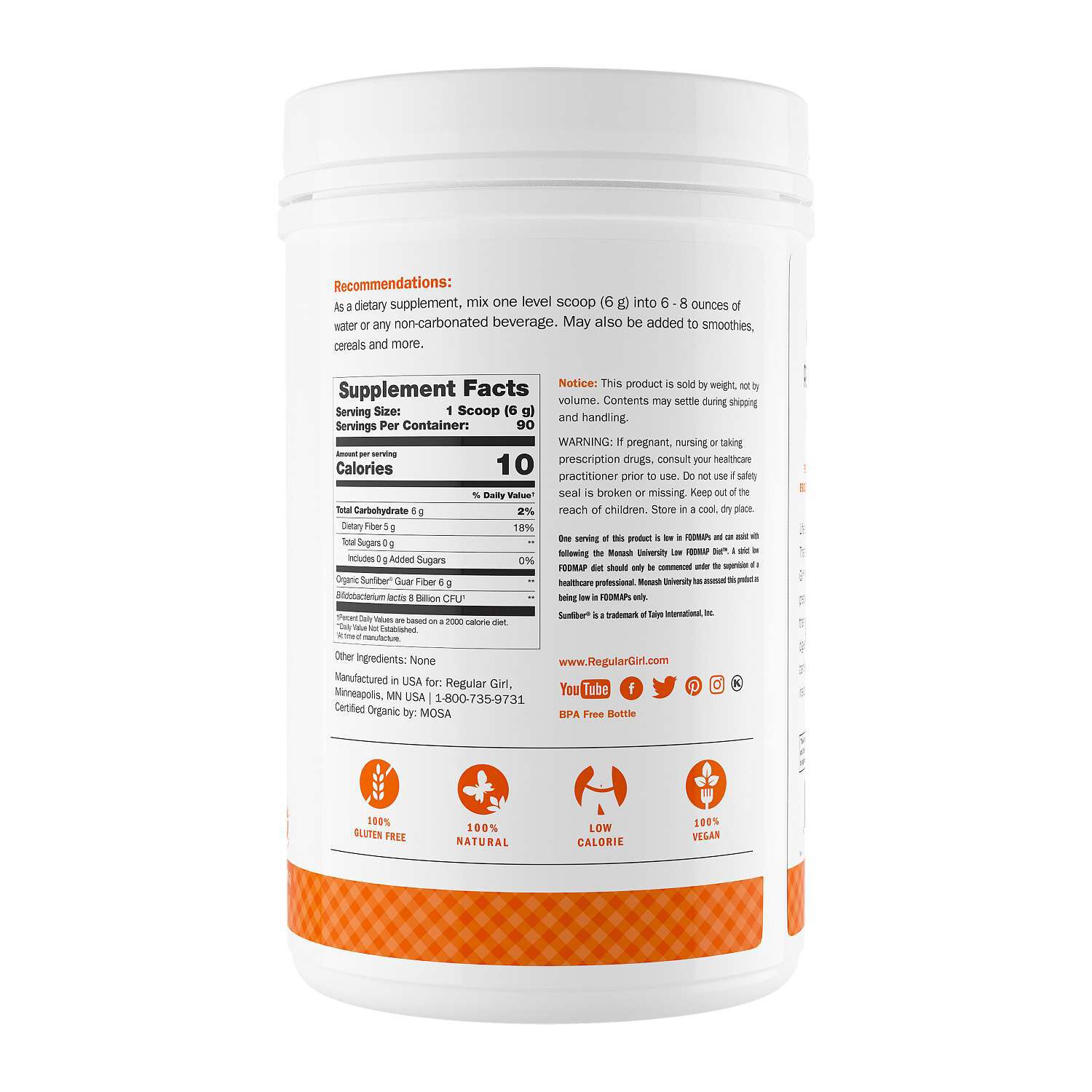 Prebiotic Fiber & Probiotic Supplement - 19.05 oz. (90 Servings)