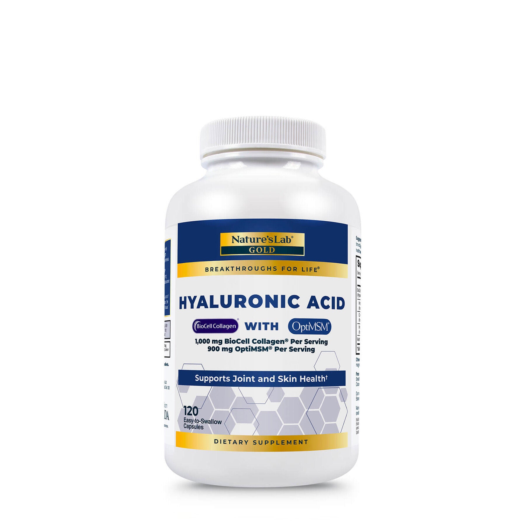 Hyaluronic Acid with BioCell Collagen and MSM - 120 Capsule (40 Servings)  | GNC