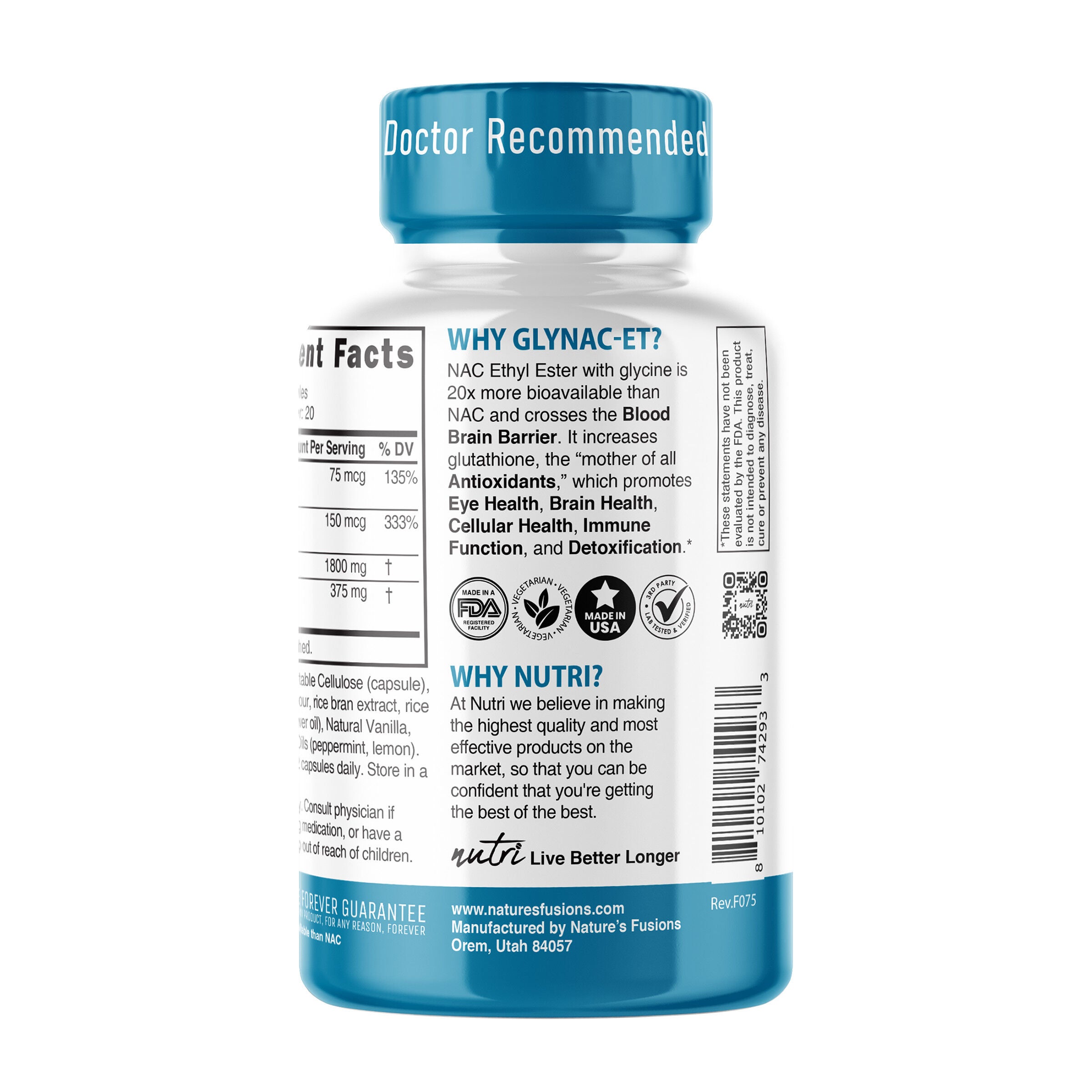 GlyNAC-ET 1800/375mg Extra Strength - 60 Capsules (20 Servings)  | GNC