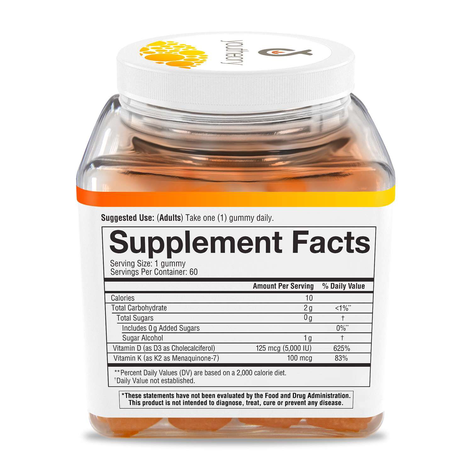 K2D3 Essential Daily Vitamins - Peach -60 Gummies (60 Servings)