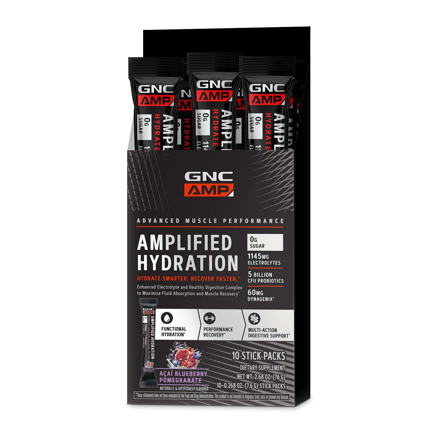 Amplified Hydration - Acai Blueberry Pomegranate (10 Stick Packs) Acai Blueberry Pomegranate | GNC