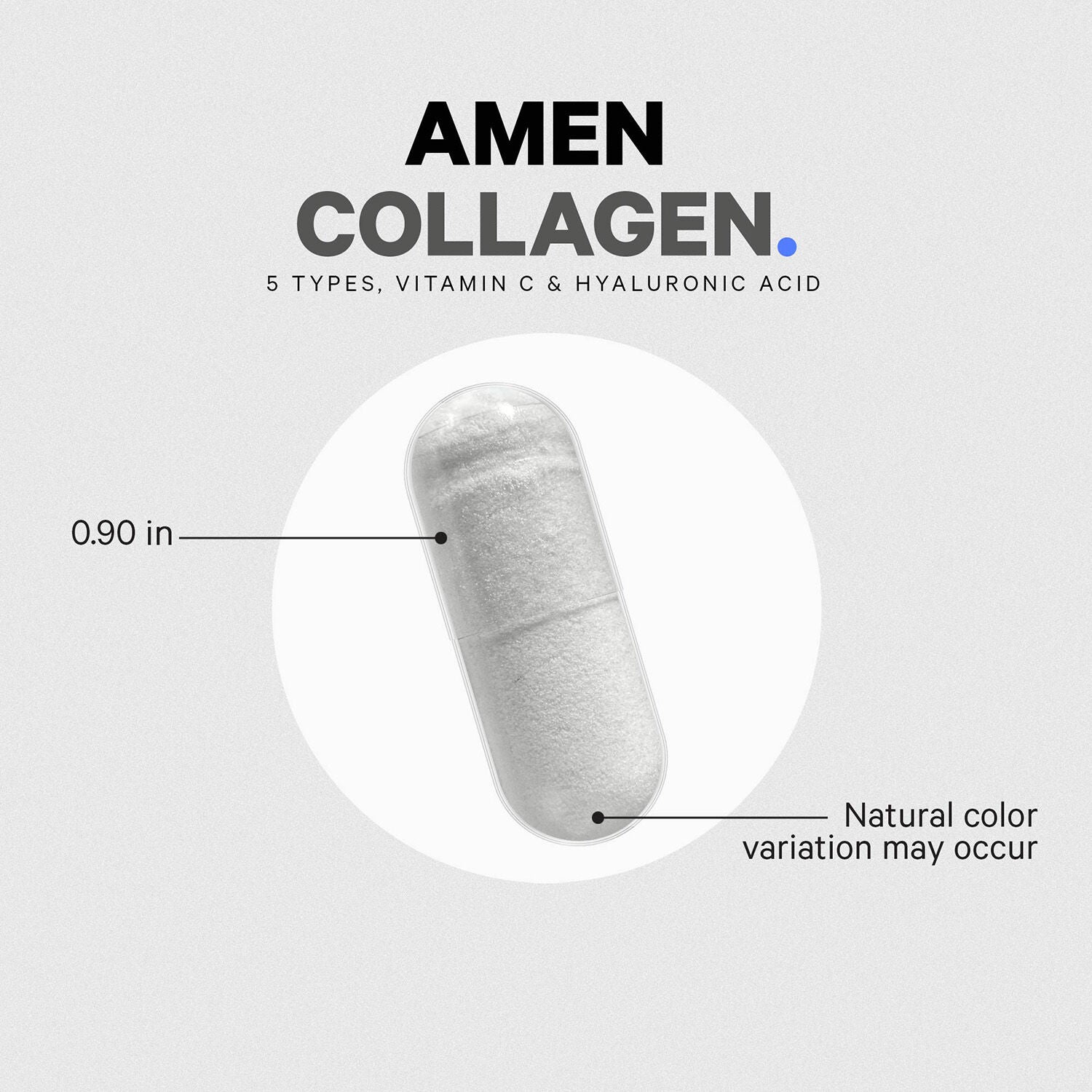 Amen Collagen Hydrolyzed Multi Collagen Peptides + Vitamin C - 90 Veggie Capsules (30 Servings)  | GNC