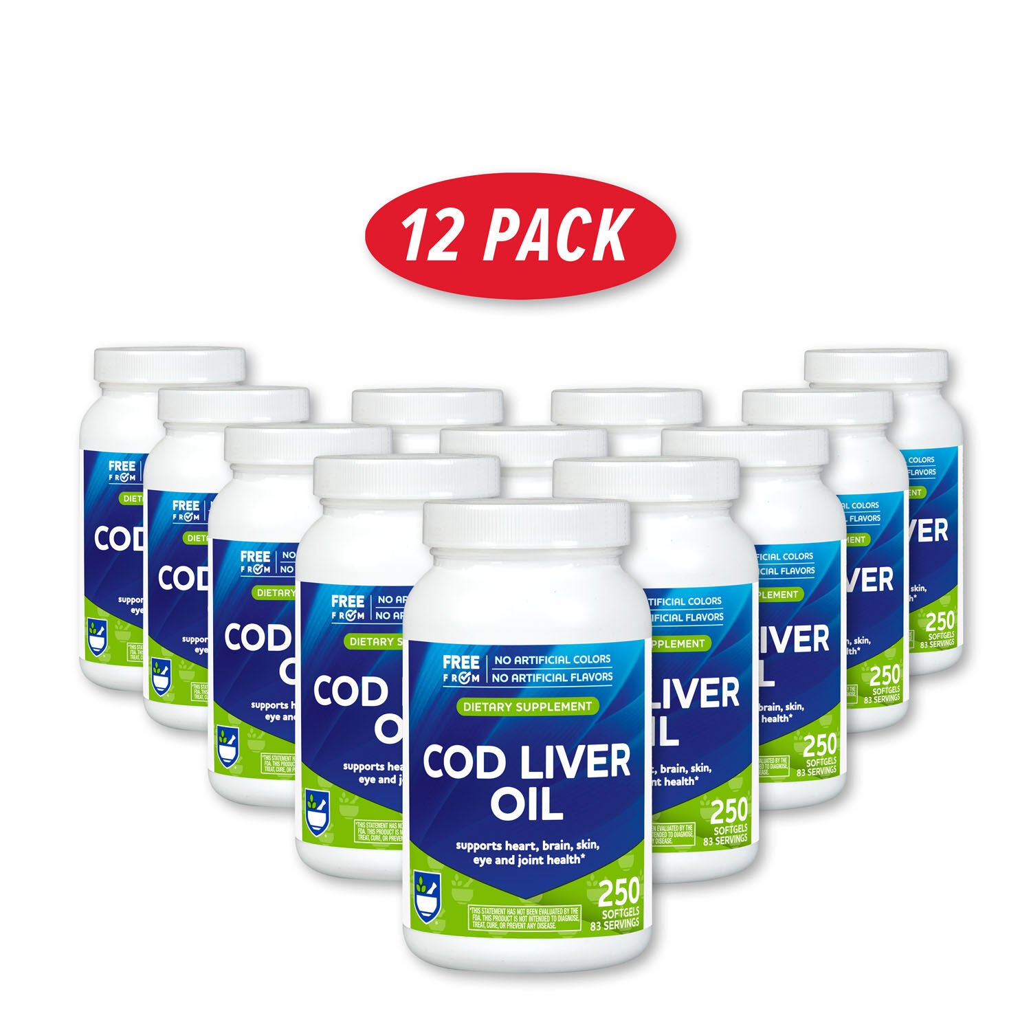 Natural Cod Liver Oil 250 Softgels 12 Pack (83 Servings each) GNC