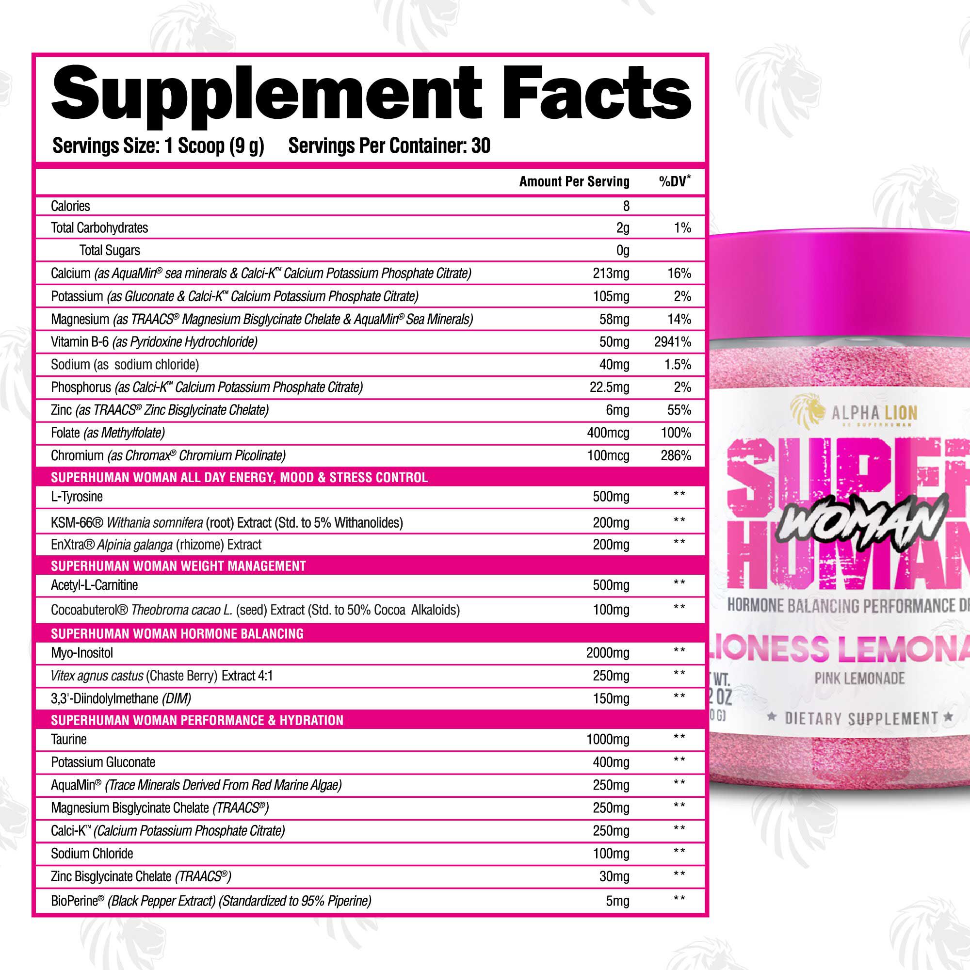 Superhuman Woman Hormone Balancing Performance - Lemonade - 9.52 oz. (30 Servings)