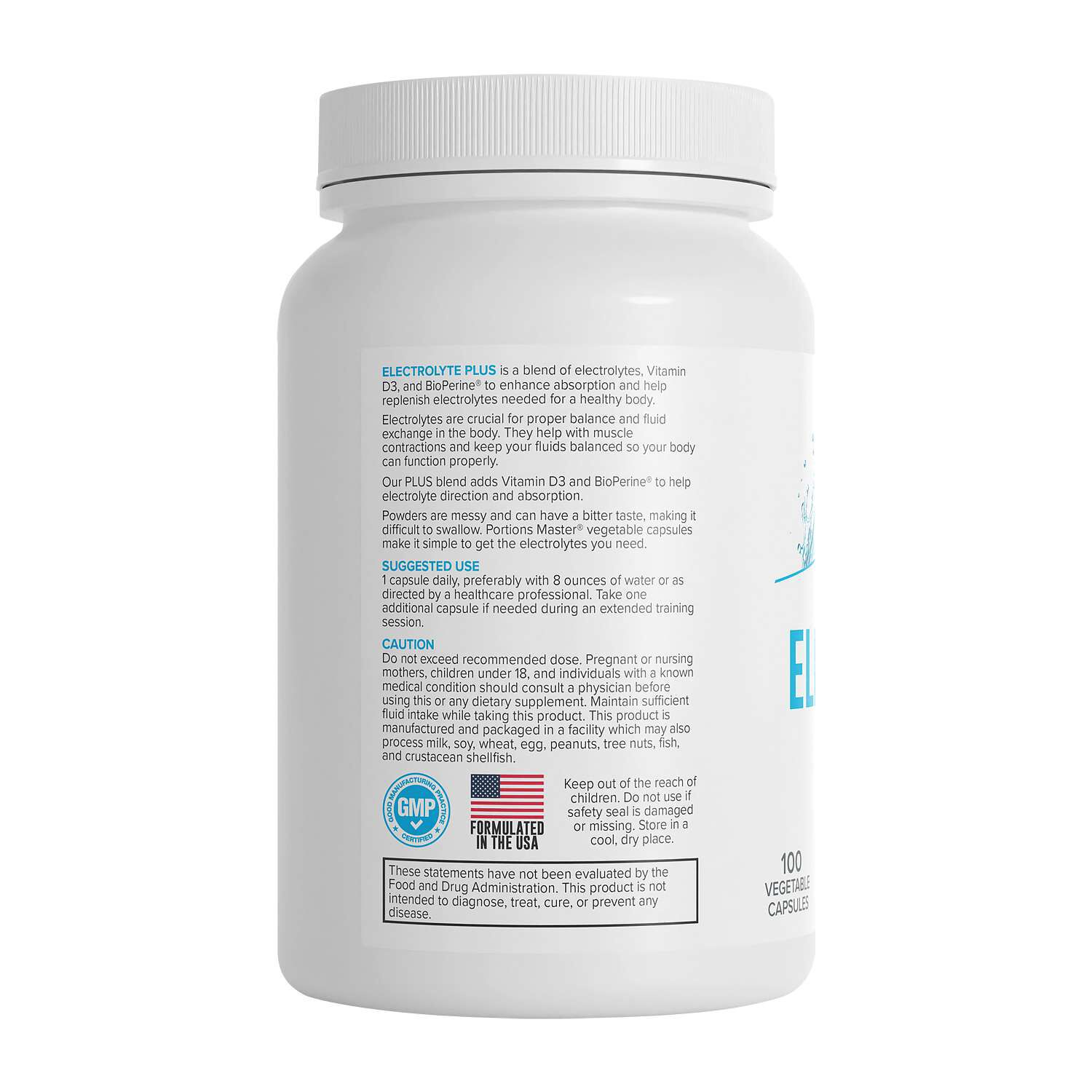 Electrolyte Plus 690mg - 100 Capsules (100 Servings)