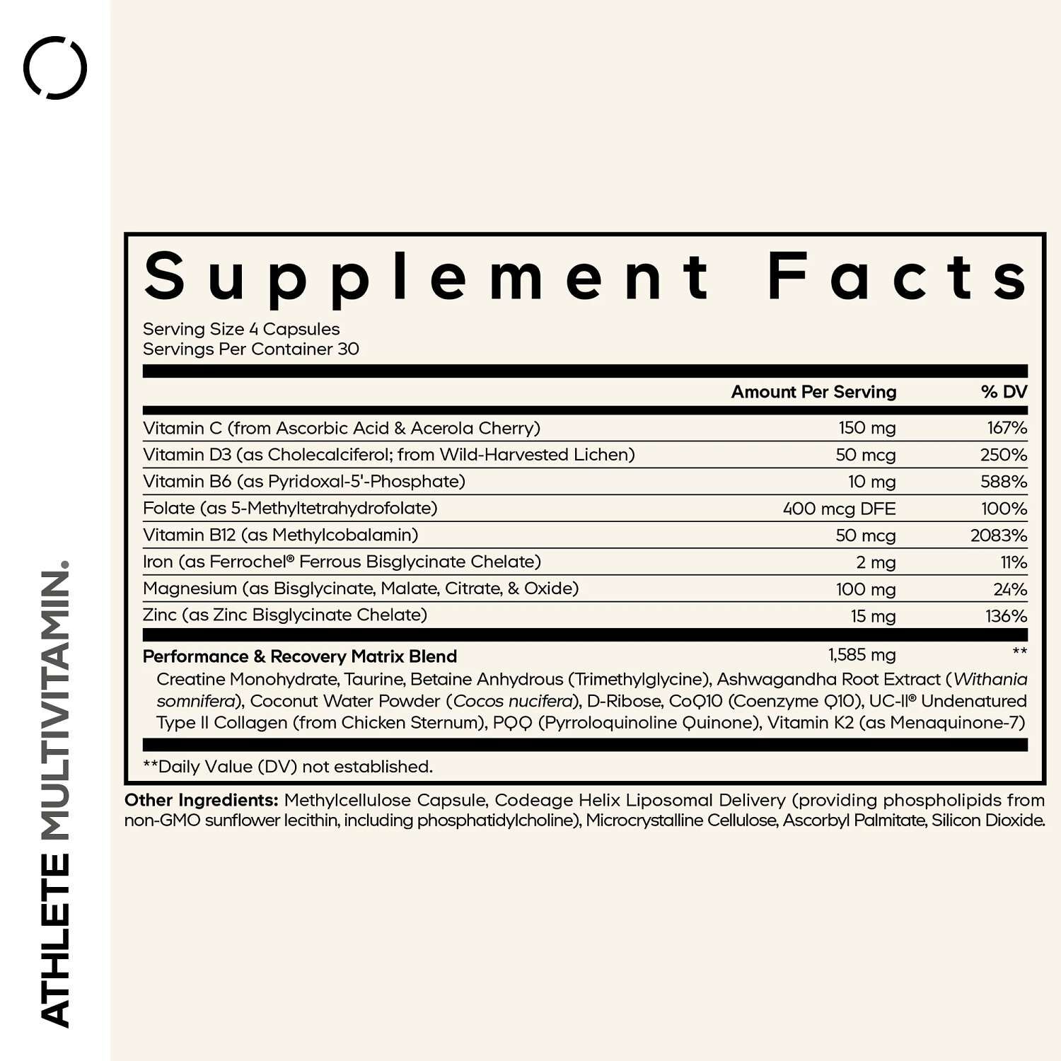 Athlete Multivitamin - 120 Vegetable Capsules (30 Servings)
