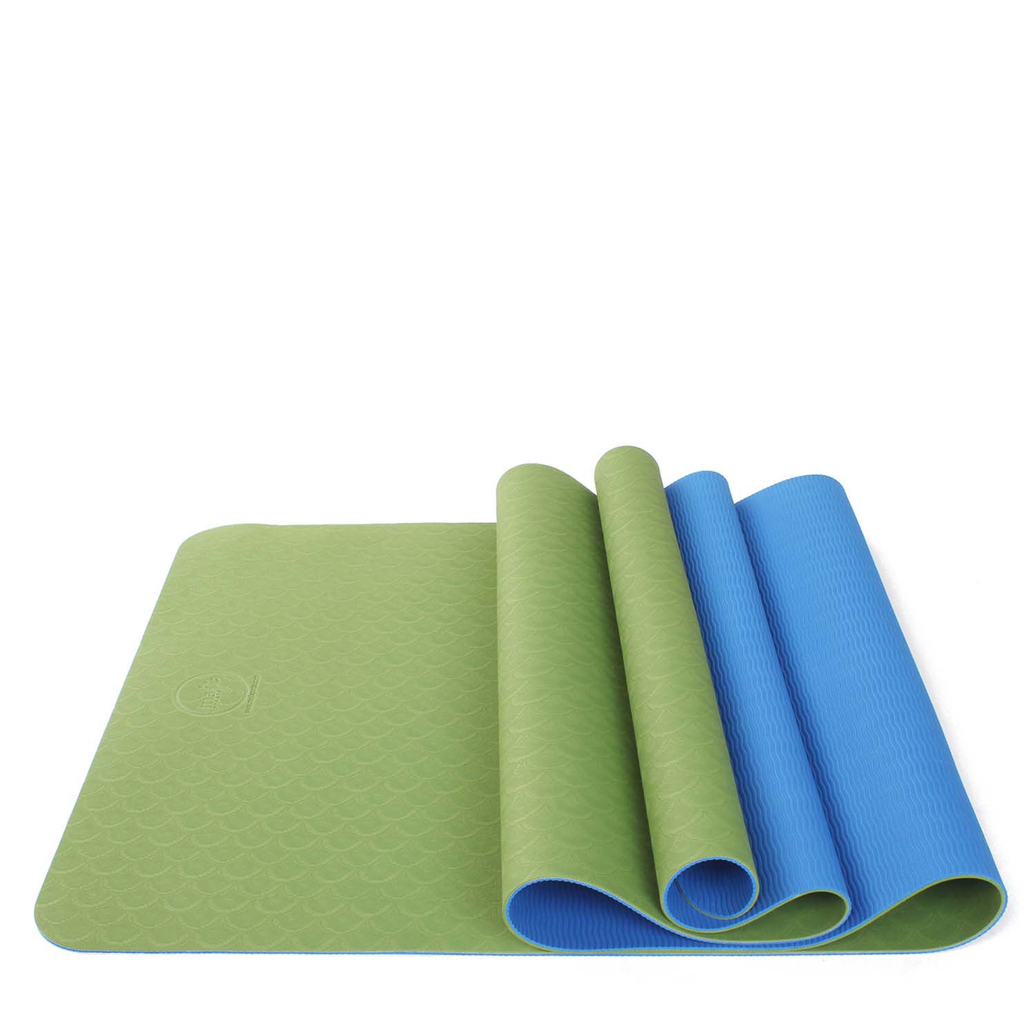 2 Tone TPE Yoga Mat - Fabric Green/Dark Blue  | GNC
