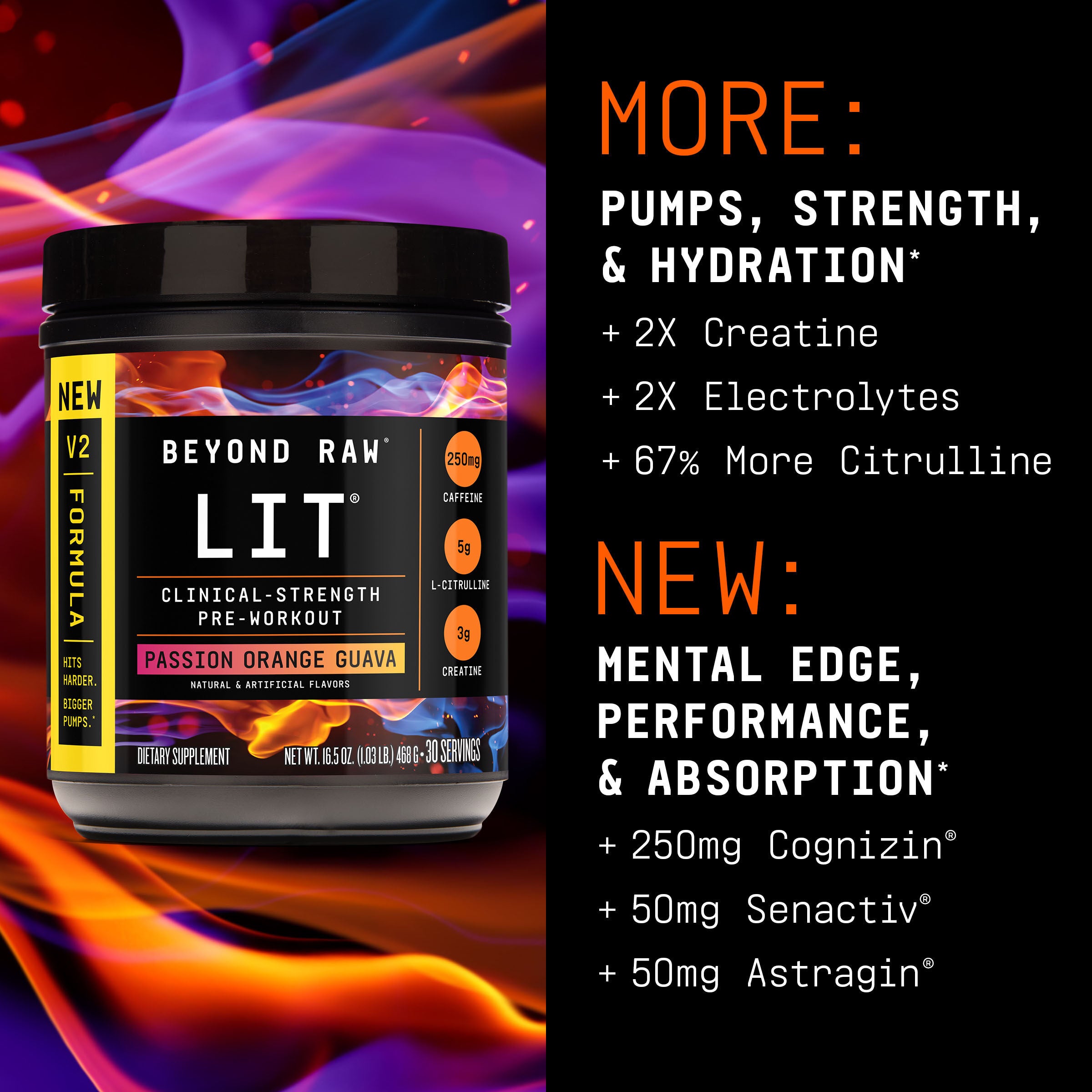 LIT V2 Pre-Workout - Passion Orange Guava (30 Servings)