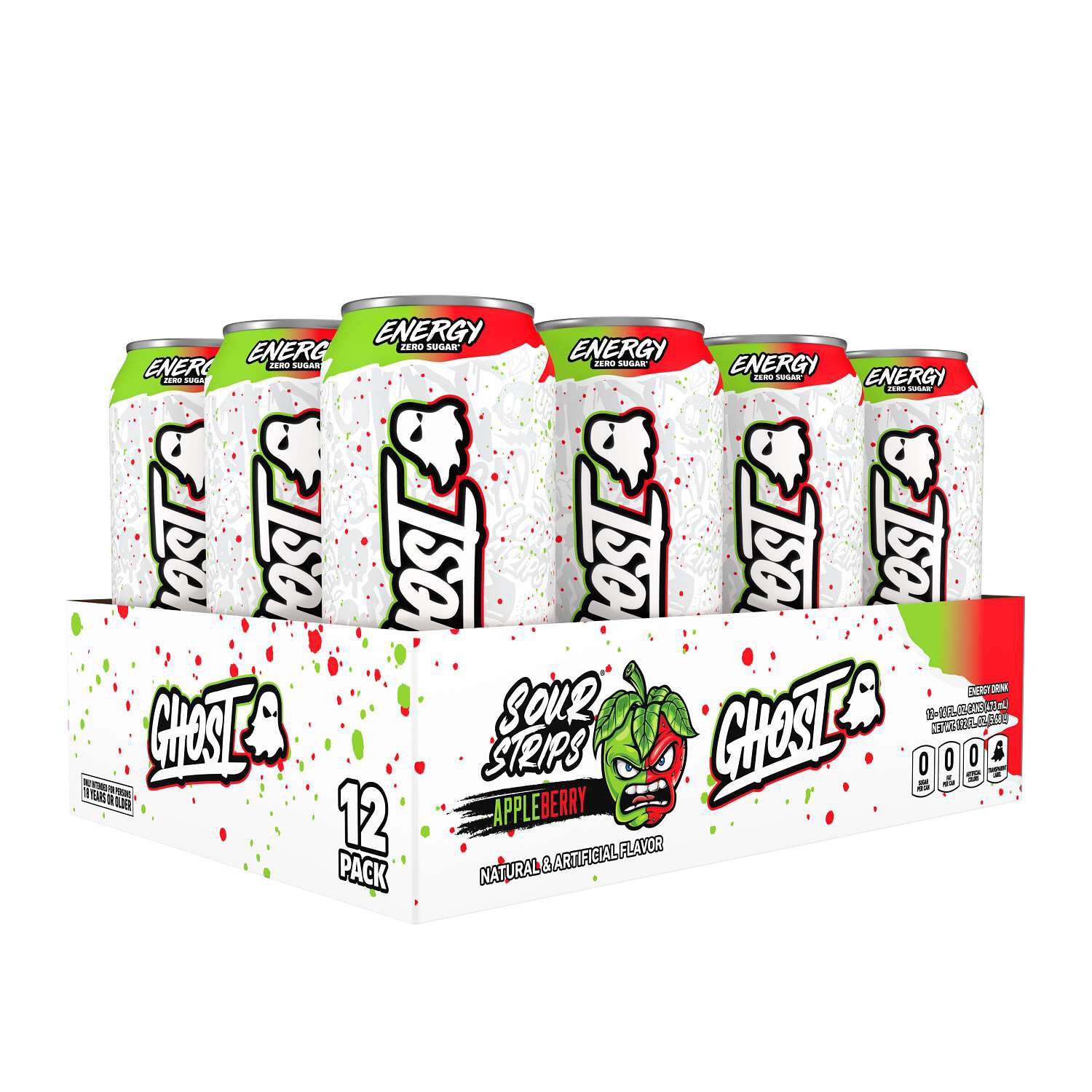 Energy Drink - Sour Strips Appleberry - 16oz. (12 Cans)