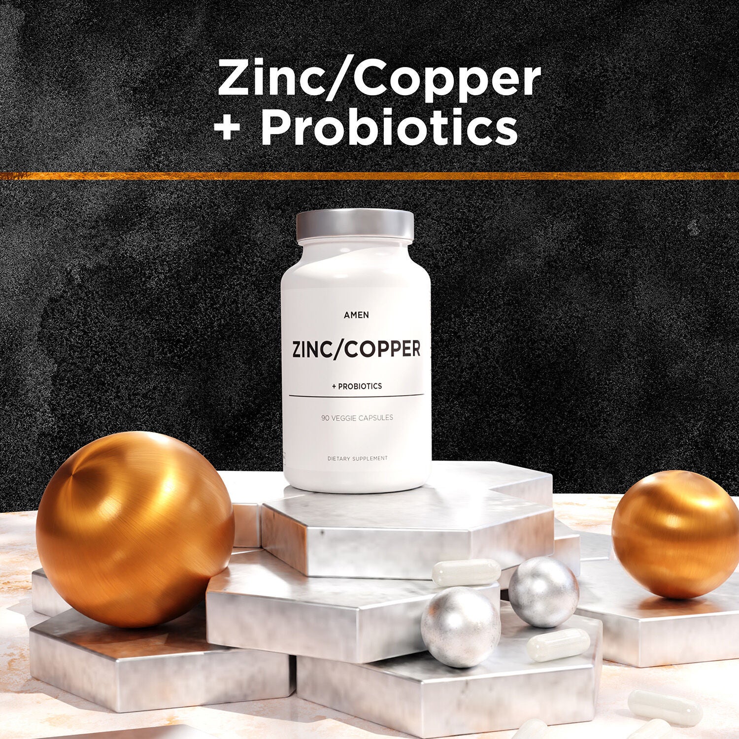 Amen Zinc/Copper + Probiotics 2 Billion CFUs - 90 Capsules (90 Servings)