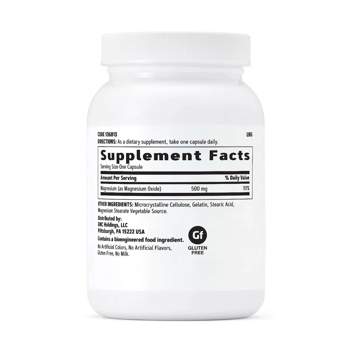 Magnesium Capsules 500mg - 120 Capsules (120 Servings)