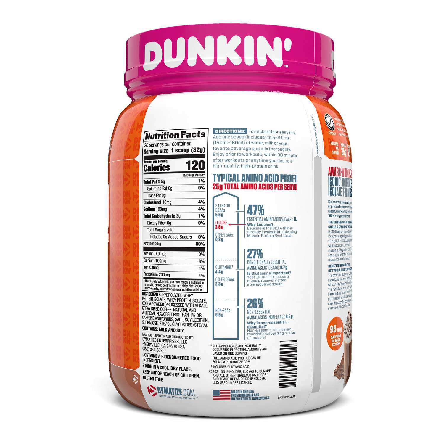 ISO100&reg; Whey Protein Isolate - Dunkin'&trade; Mocha Latte (20 Servings)