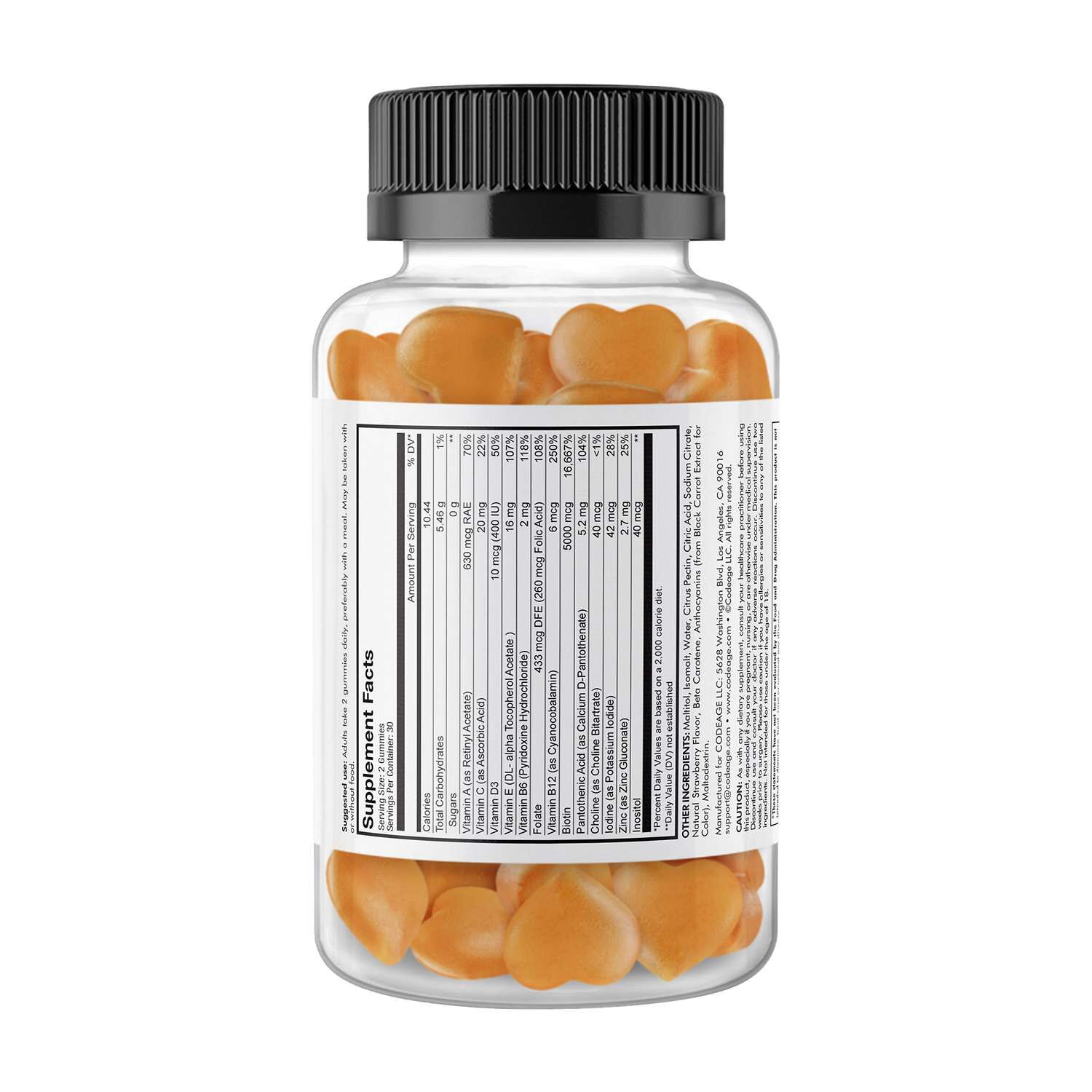 Hair Gummies - Sugarfree Daily Multivitamins - Biotin & Zinc - 60 Gummies (30 Servings)