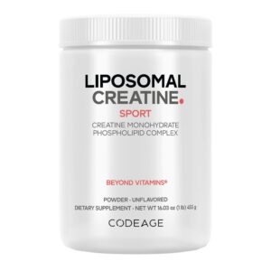 Silver tub of CodeAge Creatine Monohydrate powder.