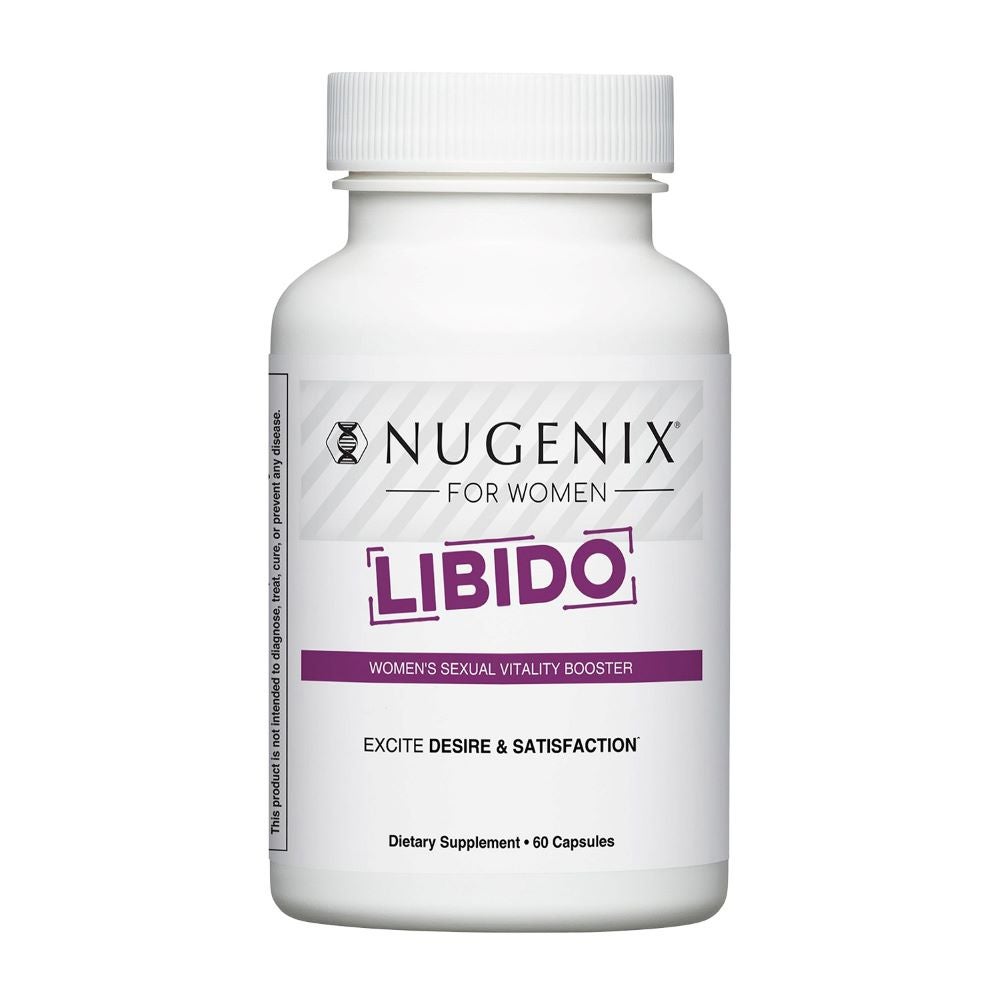 White bottle with purple writing of Nugenix Women's Libido.