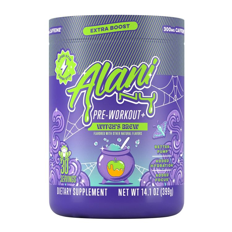 A single green and purple can of Alani Nu Energy Drink