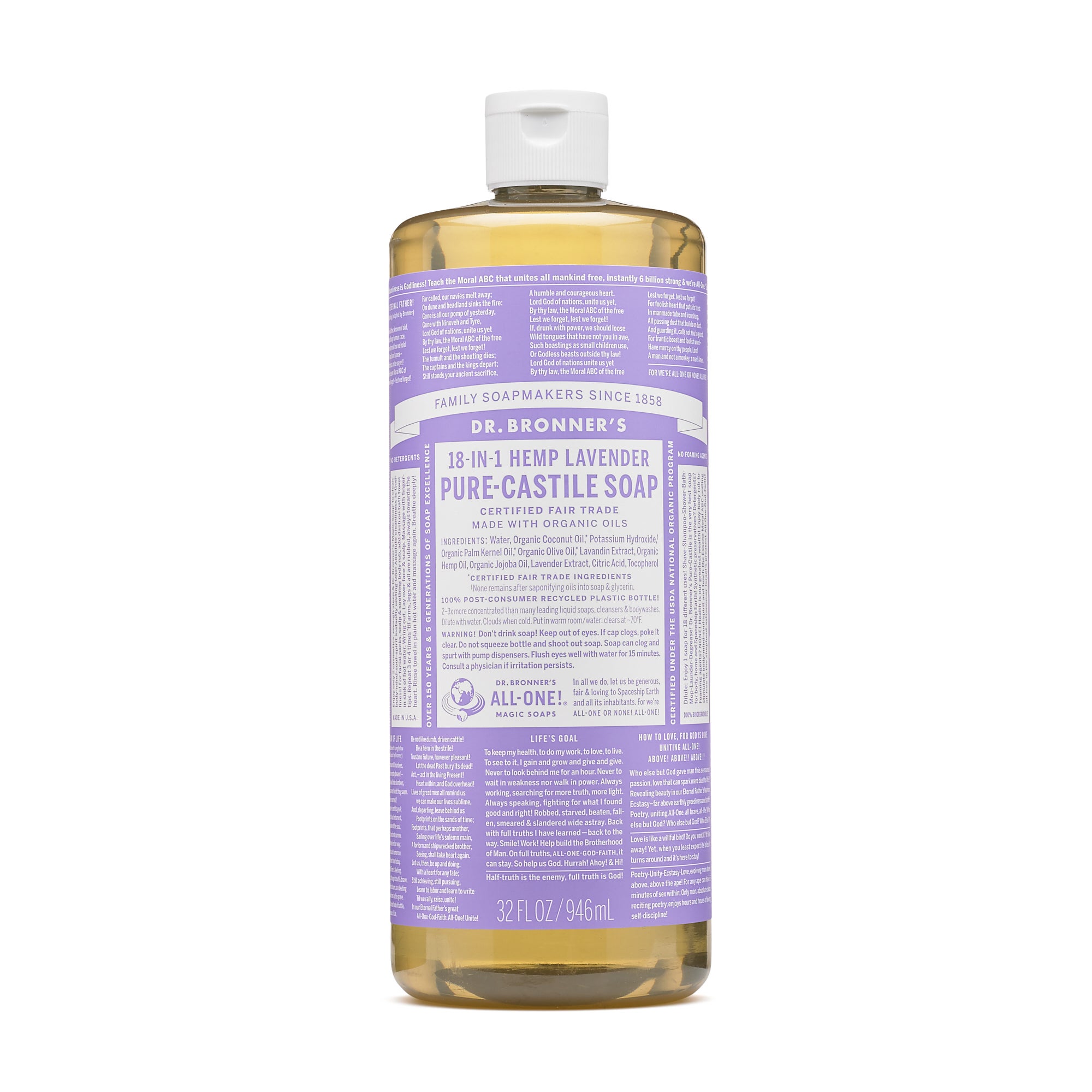 Dr Bronner S Pure Castile Liquid Soap Lavender Gnc